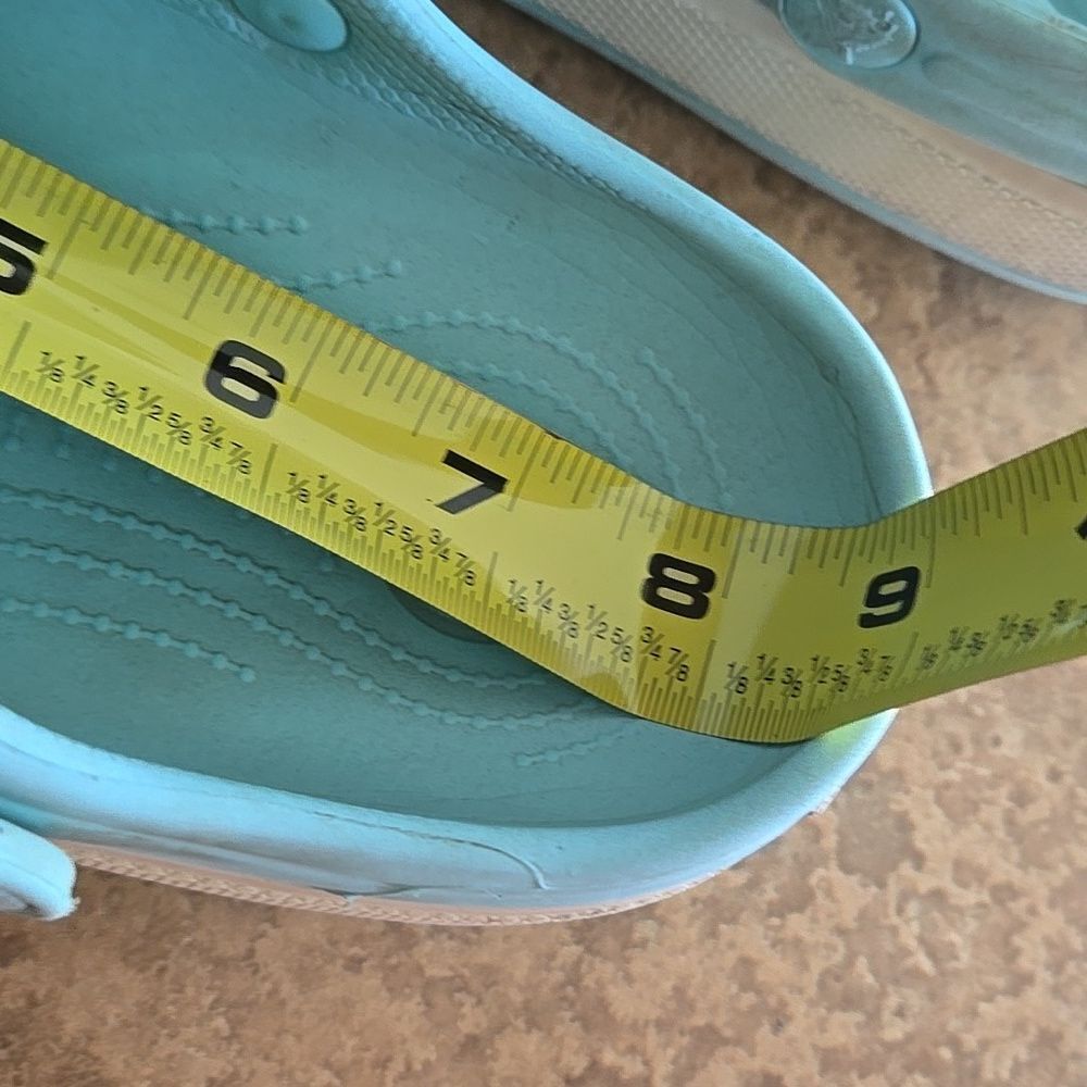 Crocs Light Blue Clogs Pink Accents 1 Watermelon crock charm included Kids Child - Picture 13 of 16